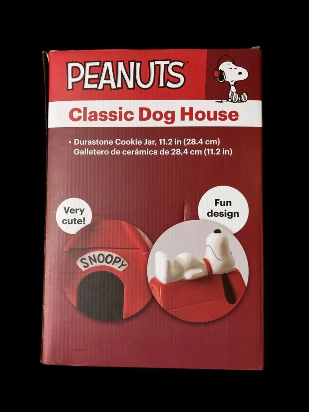 Gibson Peanuts Classic Snoopy Dog House Durastone  Cooke Jar in Red New In Box